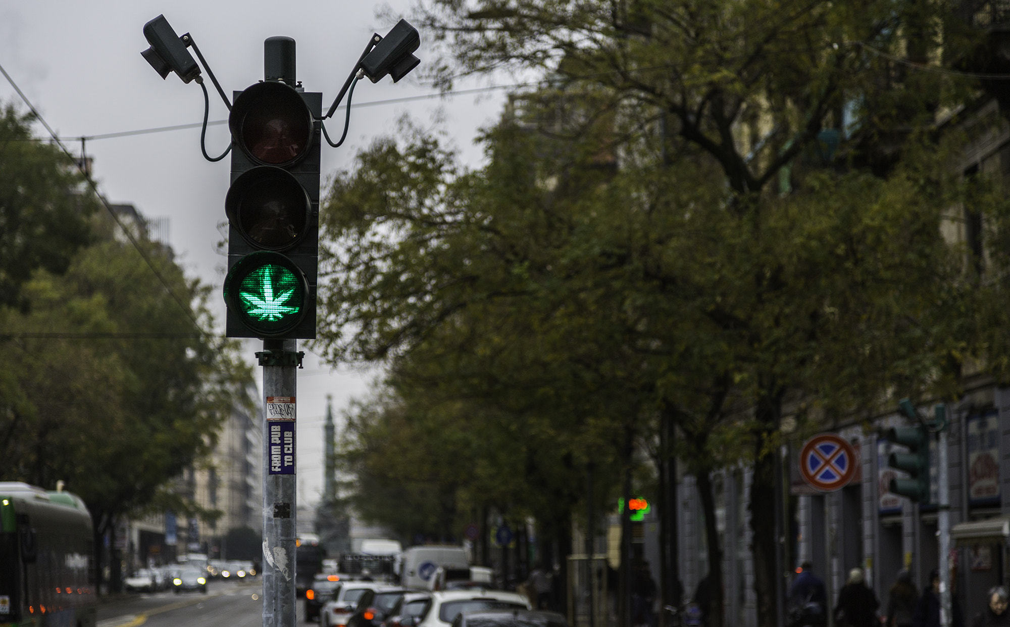 Weed Leaf Traffic Signal Green Light